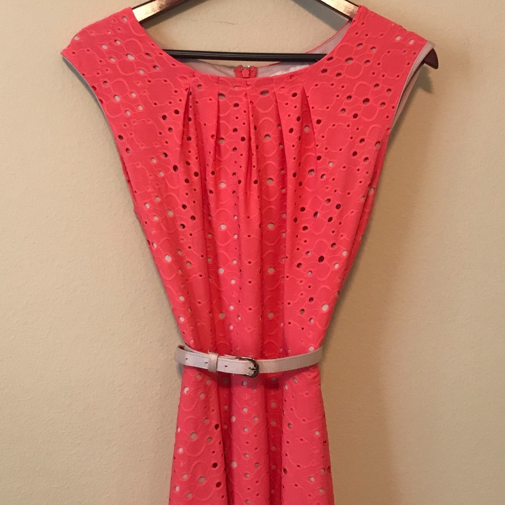 ESTABLISHED Salmon Orange Belted Dress